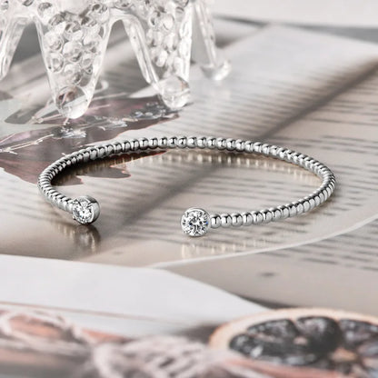 1CTTW 18k Plated Moissanite Bangles for Women 100% Solid S925 Silver Stackable Jewelry Adjustable Lab Diamond Bracelets