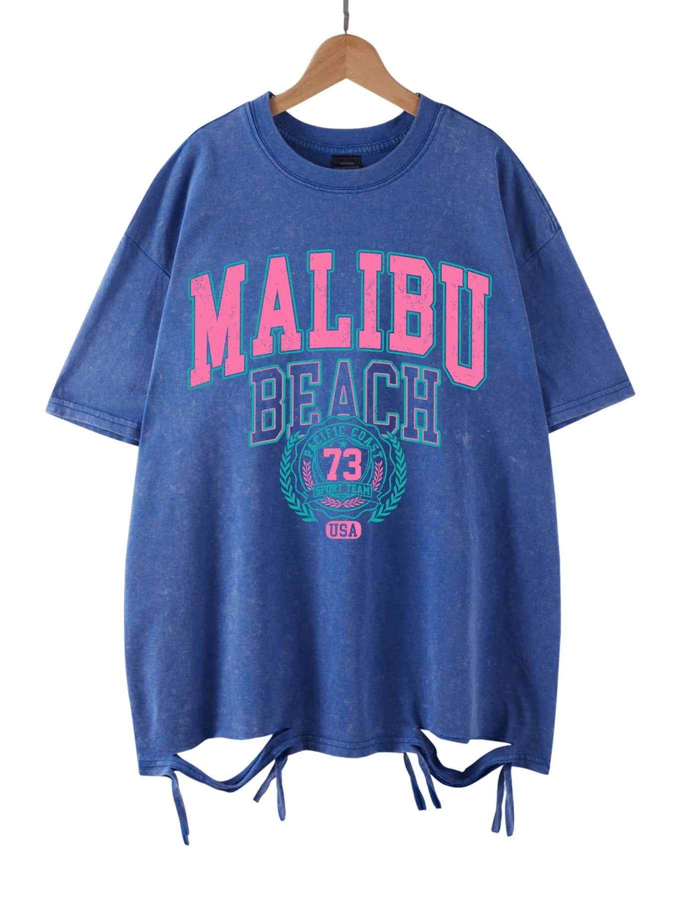 Beach Washed T-Shirt Women Letter Printing Cotton T Shirt Comfortable Crewneck Tops Casual Oversized Tees Female Clothes