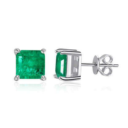 7*7mm emerald Stud Earrings for Women S925 Sterling Silver Lab Paraiba Tourmaline Gemstone Wedding Earrings Fine jewelry