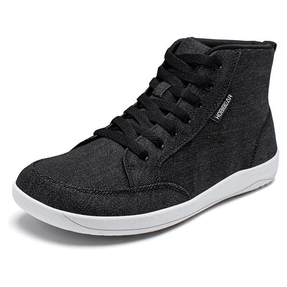 Mid-Top Barefoot Shoes Unisex Wide Toe Box Canvas Sneakes Zero Drop Lace Up Outdoor Walking Shoes
