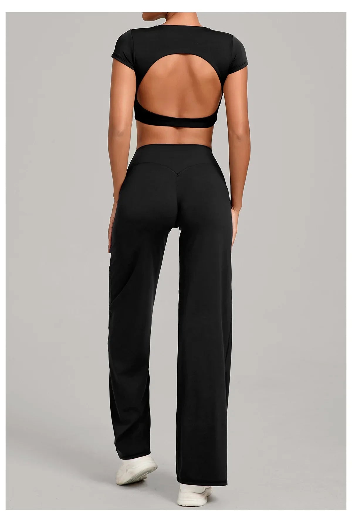 Tight-Fitting Backless Yoga Quick-Drying Straight-Leg Pants Sports Fitness Running Two-Piece Set for Women Gym Workout Yoga Suit