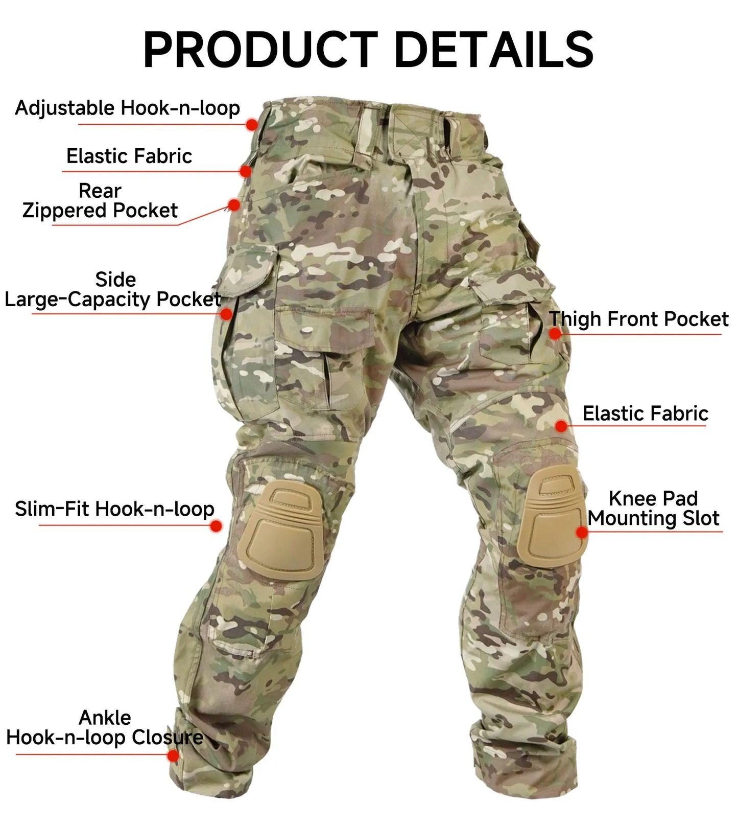Tactical G3 Pants Cargo Combat Pants With Knee Pads Tactical Trousers Cotton Polyster Hiking Hunting Paintball Outdoor Sports