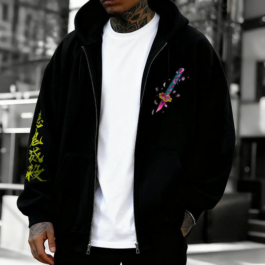 Demon Slayer Anime Zipper Hoodie 2026 Autumn/Winter  Unisex Color Printed Casual Sports Japanese Harajuku Sweater Top
