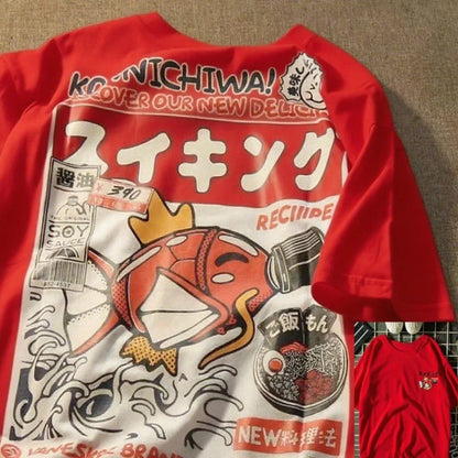 Japanese Style Short-sleeved T-shirt Men's Tide Brand Street Loose Couple Tops Clothing