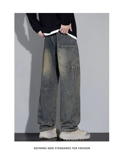 Calça Jeans Masculina de Outono e Inverno, Estilo Americano, com Bolsos Retos e Versátil, em Três Cores para Escolher