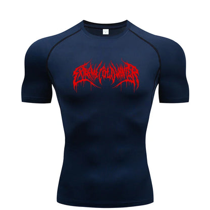 Clothing Fitness Summer Compression Sweatshirt Short Sleeve Men's Running Quick-Dry Top Gym Workout Bodybuilding T-Shirt S-3XL