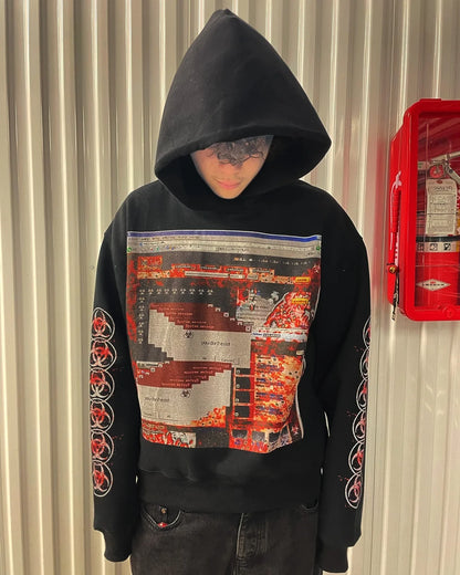 Vintage Style Hoodie Embroidery Print Hoodies Women Grunge Sweatshirt Tops Streetwear Harajuku Gothic Y2k Women Clothing
