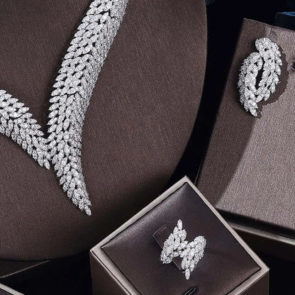 Cubic Zirconia Bridal Wedding Jewelry Set Bridal 4-piece Set Women's Jewelry Set Jewelry Brand Reproduction