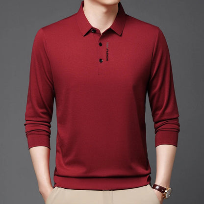 Polo Shirt Men's Spring and Autumn 2024 New Long Sleeved T-shirt Men's Business Casual Inner Top Base Shirt