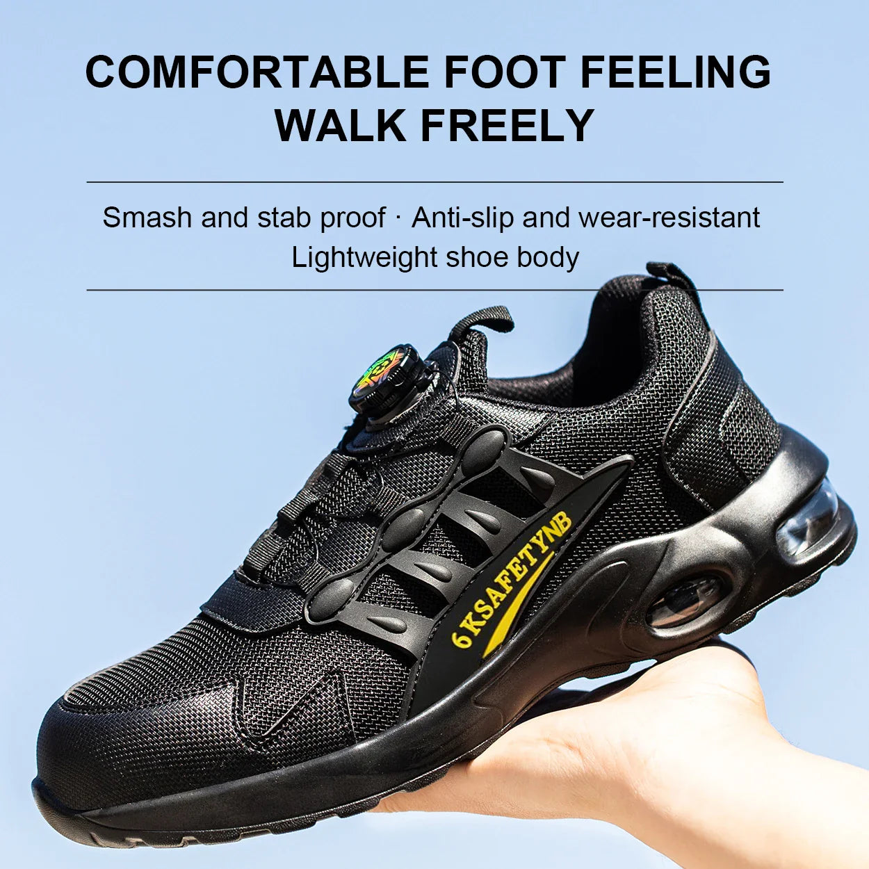 Men Safety Shoes Steel Toe Shoes Indestructible Shoes Lightweight Puncture Proof Work Boots Rotating Button Safety Shoes