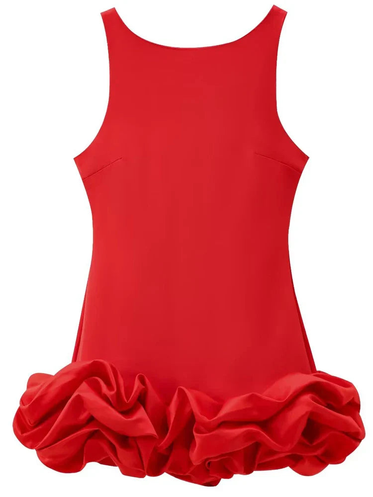 White Short Dress Women's Ruffle Backless Party Dresses Black Red Sleeveless Bodycon Mini Dress Woman Summer Sexy Vestidos