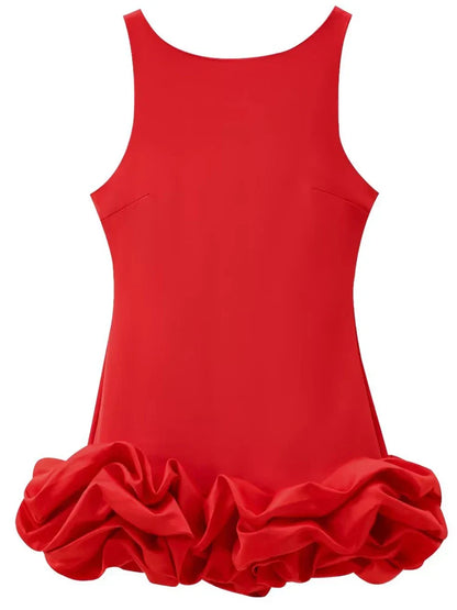 White Short Dress Women's Ruffle Backless Party Dresses Black Red Sleeveless Bodycon Mini Dress Woman Summer Sexy Vestidos