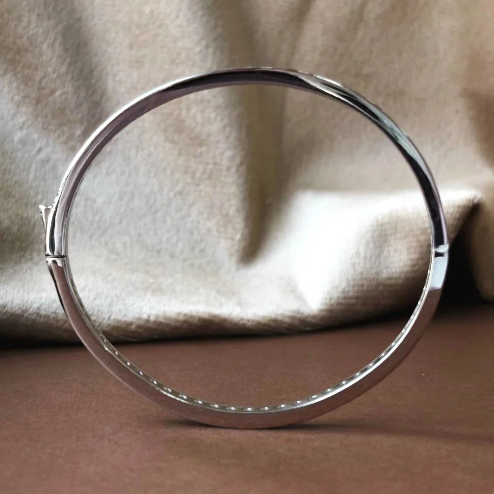 2.5mm Full Moissanite Bangle For Women 100% S925 Silver Sparkling D Color VVS Lab Diamond Bracelet Party Fine Jewelry Gift