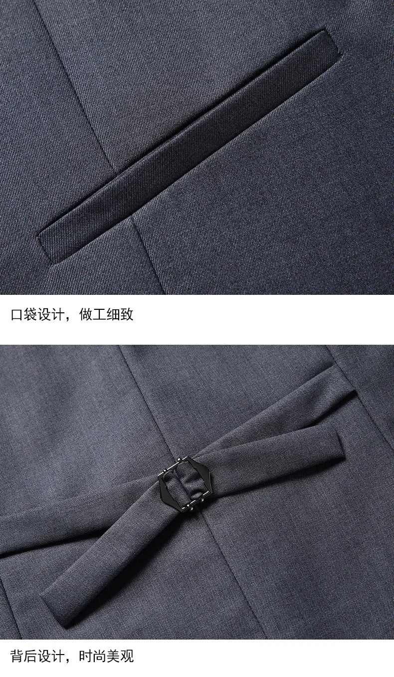 Terno Boutique Moda Masculina Negócios (Blazer + Colete + Calça) Terno Masculino Casamento Casual Profissional Formal 3 Peças M-6XL