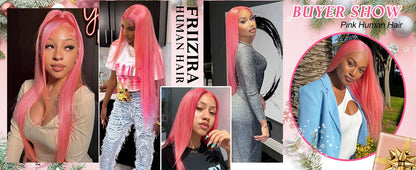 30 Inch Lace Front Wig Human Hair 13x6 Straight Pink HD Lace Frontal Wig Human Hair Pink Lace Front Wig Human Hair For Women