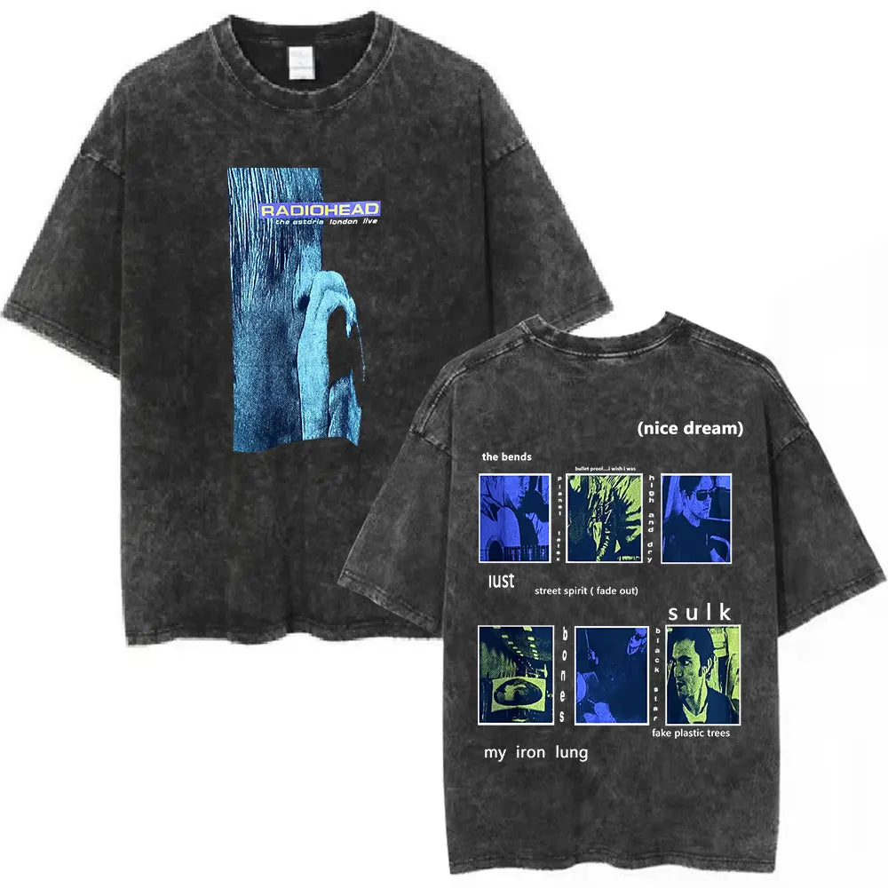 Rock Band Washed Cotton T Shirt Men Women Hip Hop Music Tee Fashion Short Sleeve Tshirt Summer Oversized T-shirts Tops