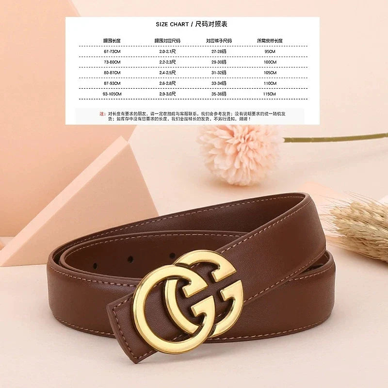 Ladies genuine leather belt, versatile decoration for business and casual wear, simple and fashionable, with a high-end feel.