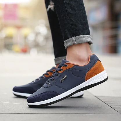 YRZL Calçados Masculinos Primavera Outono Tênis de Caminhada Impermeáveis Calçados Esportivos Masculinos de Couro para Lazer Calçados Antiderrapantes Tênis para Homens