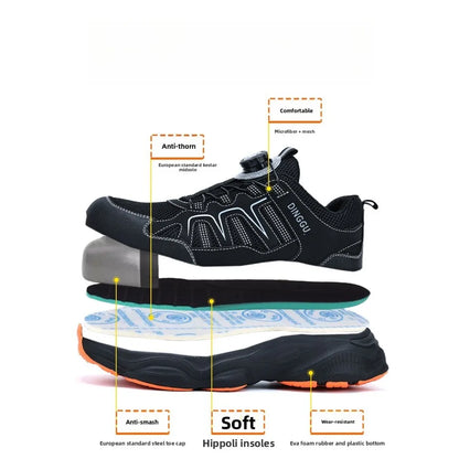 Men's Lightweight Steel Toe Caps Safety Shoes Anti Smashing Anti Piercing Work Shoes Fly Woven Labor Protection Footwear