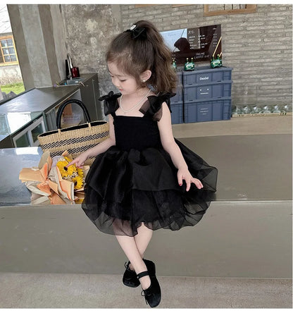 Elegant 1 Year Birthday Summer Princess Girls Bow Dress For Evening Party Toddler Costume Children's Clothing Tutu Mesh Skirts