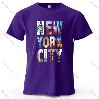 NYC Vibes Printed Men's T-Shirt 100% Cotton Oversized Urban Trendy Graphic Tees for Women Tops Tees Casual Streetwear