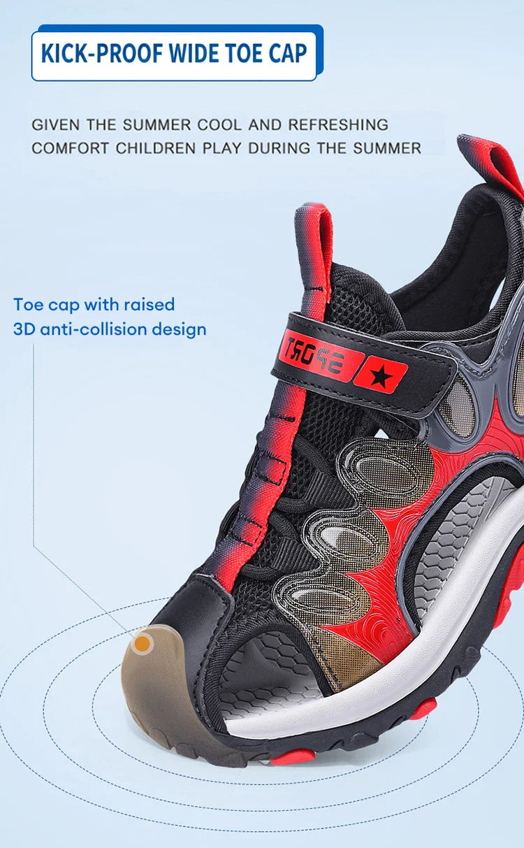 Summer Sport Sandals for Children's 5-16 Years Boys Breathable Anti-Slip Beach Water Shoes Outdoor Anti-Bump Walking Sandails