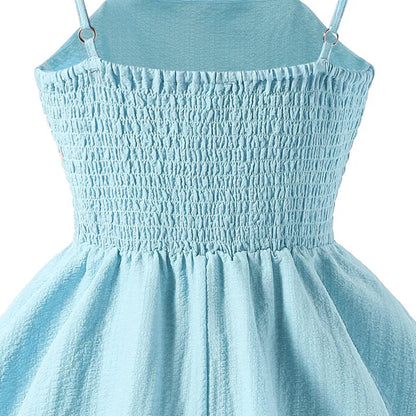 7-12 Years Teen Girls Dress Solid Color Sling Tiered Sleeveless Princess Dress For Kids Children Birthday Present Clothes