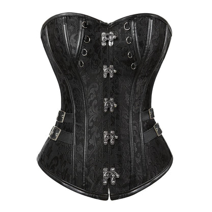 Steampunk Corset Women Plus Size Pirate Corset Top Overbust Halloween Lace Up Costume Gothic Steampunk Corset Metallic Red Brown