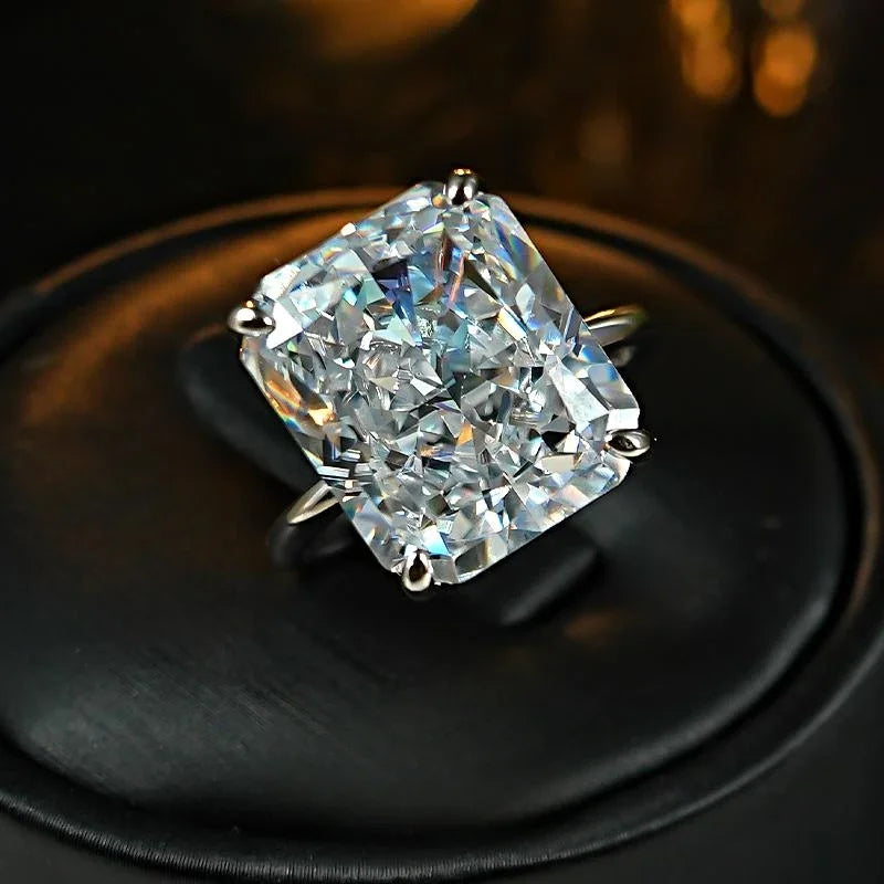 Ring 925 Silver Sparkling 12ct Redion Crushed Ice Cutting Cultivate High Carbon Diamond Simple Style European and American