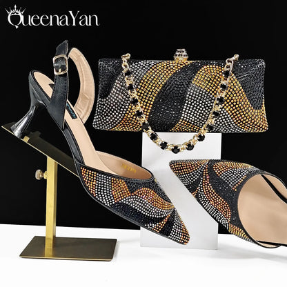 Festive Elegance Spot Goods Dazzling Heels and Chic Long Bag Clutch Perfect Combination Of Shoes And Bag for Special Occasions