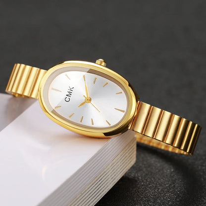 Fashion Oval Dial Women Watches Ultra-thin Strap Analog Quartz Wristwatch Girls Clock Reloj Mujer（Without Box）