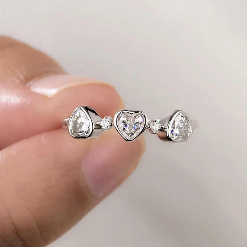 4*4mm Heart Cut Women Moissanite Rings Jewelry Wedding Band for Couples 100% Real Pure 925 Silver Birthday Gift Wholesale