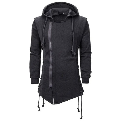 Men Hoodies Sweatshirts Casual Autumn New Slim Fit Solid Long Sleeve Trendy Punk Hooded Sweatshirt Gothic Drawstring Male Tops