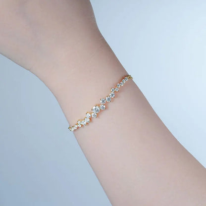 Moissanite Bracelet With Certificate 925 Sterling Silver Adjustable Double Chain Bracelets for Women Wedding Jewelry Gift