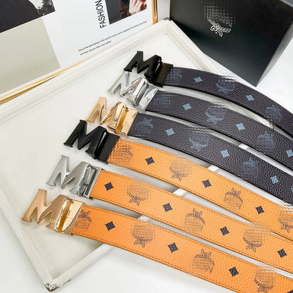 Classic Men's Belt Pure Cowhide Durable Fashionable Business Casual Alloy Buckle Hole Punching for Middle-aged And Young