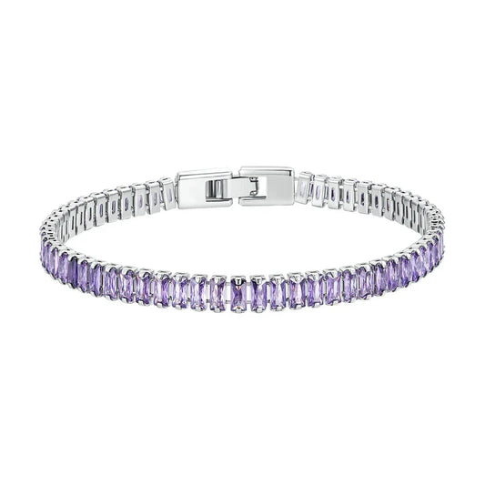 Authentic Shining Square Zircon Bracelet Plated Platinum for Women Gift Exquisite Fashion Jewelry YIB055