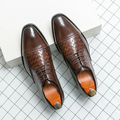 Fashion Brogue Shoes Dress Wedding Social Office Leather Shoes For Men Classic Casual Business Party Formal Leather Shoes Man