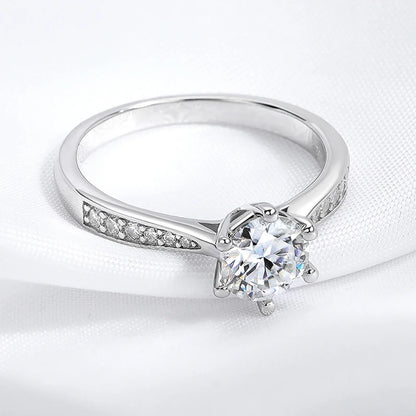 Real 0.3-3CT Moissanite Wedding Ring for Women Sterling Silver Round Brilliant Diamond Solitaire Engagement Rings Gift