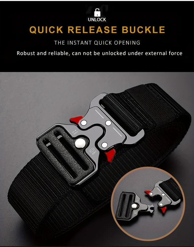 Men's Tactical Belt Heavy-Duty Nylon Belt With Quick-Release Buckle | Adjustable Work Belt For Outdoor Training