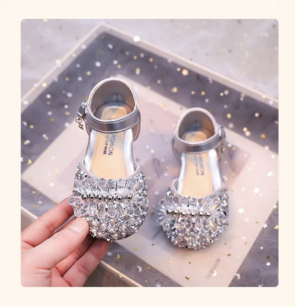 Princess Girls Party Shoes Children Sandals Gorgeous Rhinestone Low Heels Shoes Girl Sandals mary janes Dress Shoes Child I06106