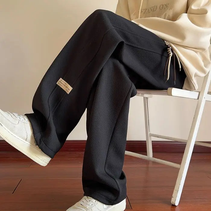 High-street cool pineapple plaid straight-leg wide-leg pants for men, casual outdoor party loose floor-length pants