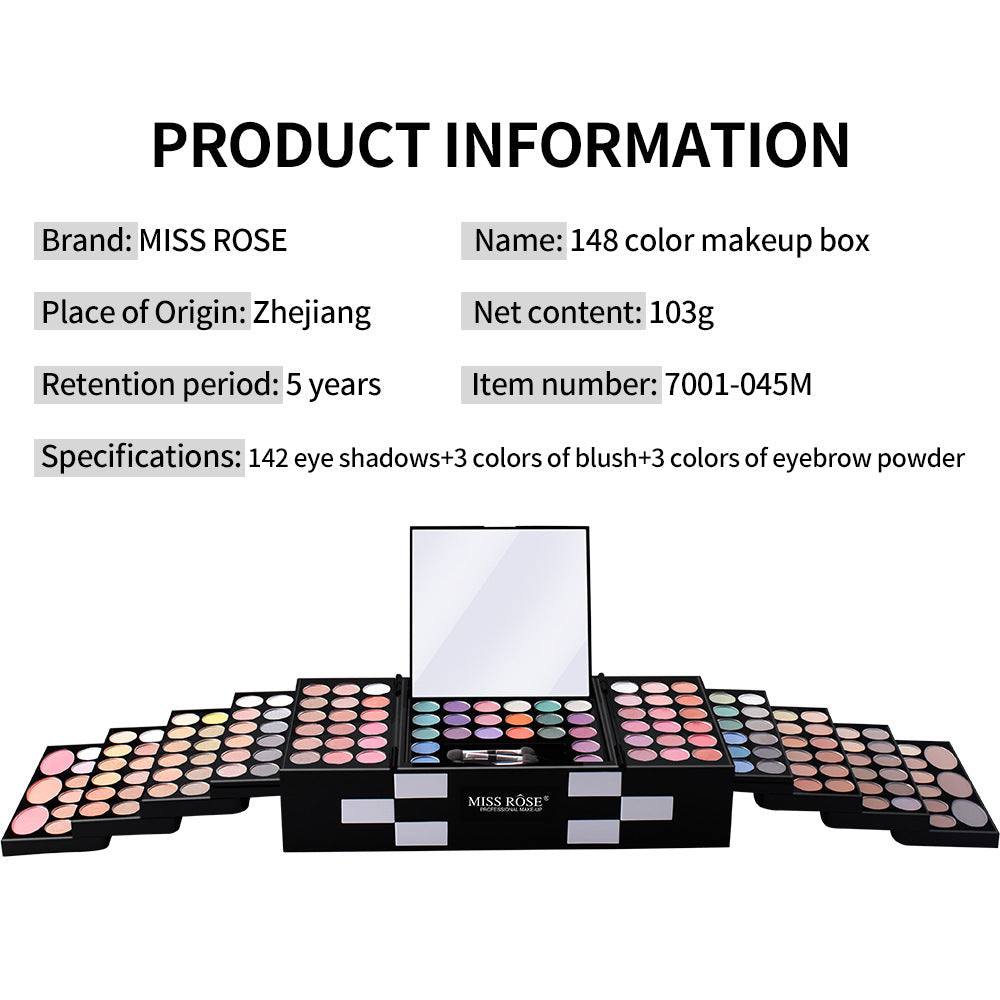Makeup Case Set Kit-Ultimate Color Combination-Holiday Gift Set Cosmetic Eye Shadow Lip Gloss Blush Brow Combo Palette
