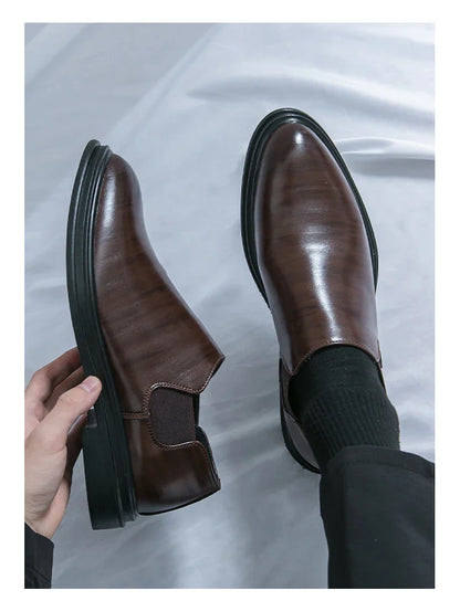 Men's riding boots British low-top short leather boots men's business formal leather shoes genuine leather casual Chelsea boots