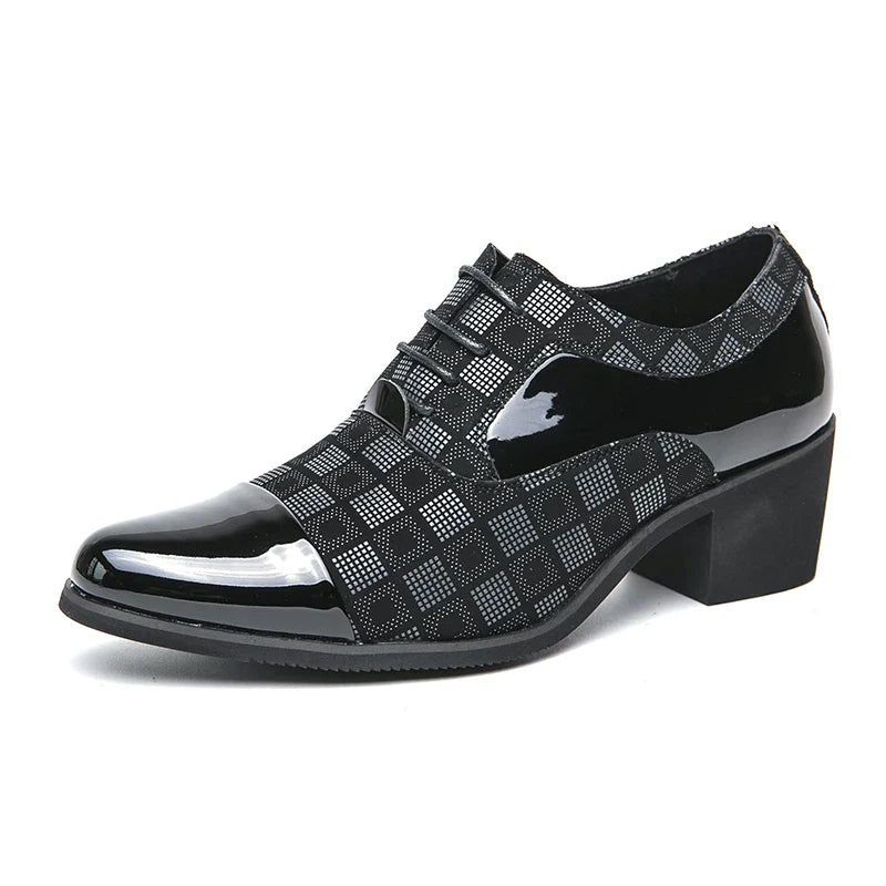 Hot Sale High Heel Mens Shoes Fashion Red Checkered Man Wedding Shoes Plus Size 38-46 Elegant Social Shoe Male chaussure hommes