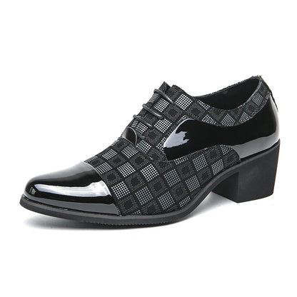 Hot Sale High Heel Mens Shoes Fashion Red Checkered Man Wedding Shoes Plus Size 38-46 Elegant Social Shoe Male chaussure hommes