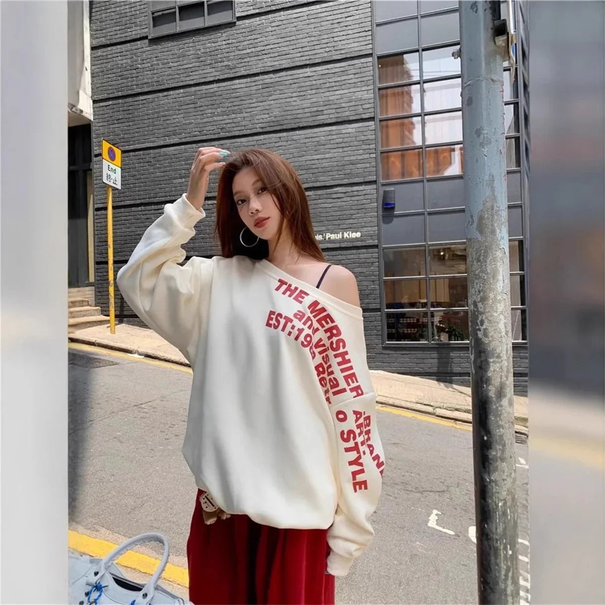 Camiseta Y2K Sexy Oversize Feminina Streetwear Estampada Manga Longa Básica Blusa Feminina Outono 2025 Inverno Coreana Moda Camisa Oversized