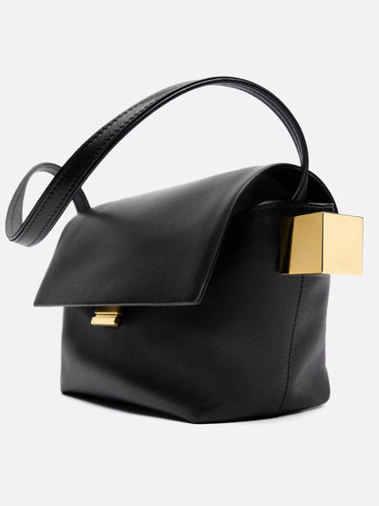 Women's Shoulder Bag with Flap, Solid Color Fashion Top Handle bag with Metal, Women's Luxury Design Handbag for Everyday Style