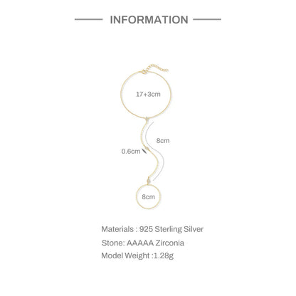 Dainty 5A Zircon Finger Ring Chain Bracelets Flower High Carbon Bracelet for Women Girl Adjustable s925 Silver Jewelry Gift
