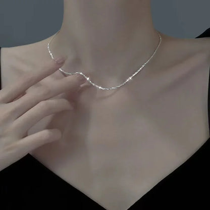 Vintage Irregular Punk Metal Bean Pendant Necklace for Women Adjustable Black Leather Rope Long Clavicle Chain Charm Jewerly