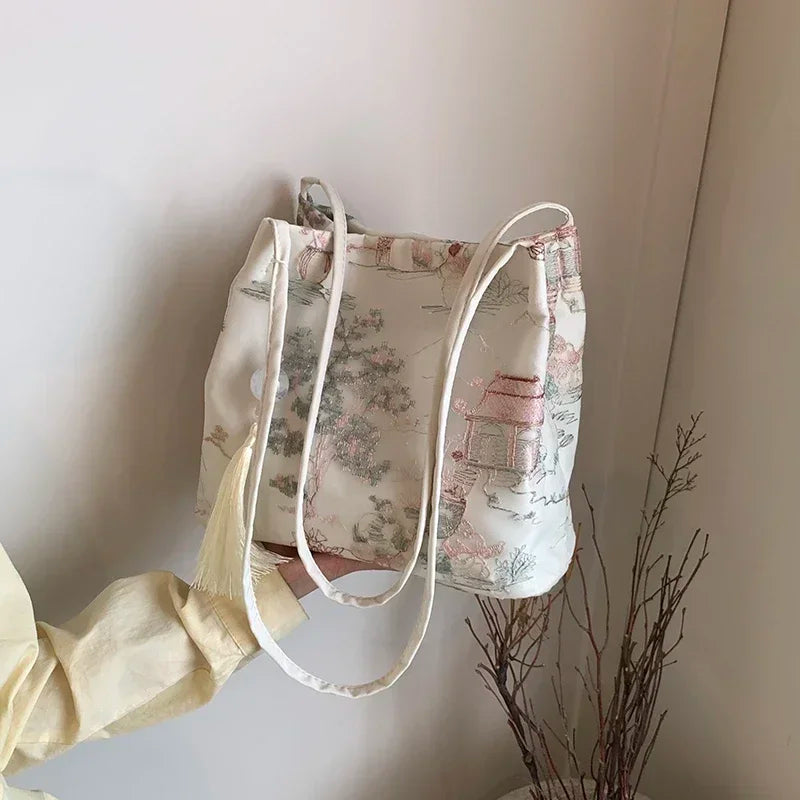 Hot Selling Chinese Style Embroidered Fashionable Women's Shoulder Bag 2026 Summer New Trend Large Capacity Handbag